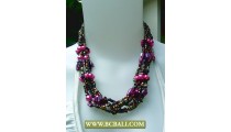 Mix Squins wrap Fashion Necklace combain Pink Pearl and Shells